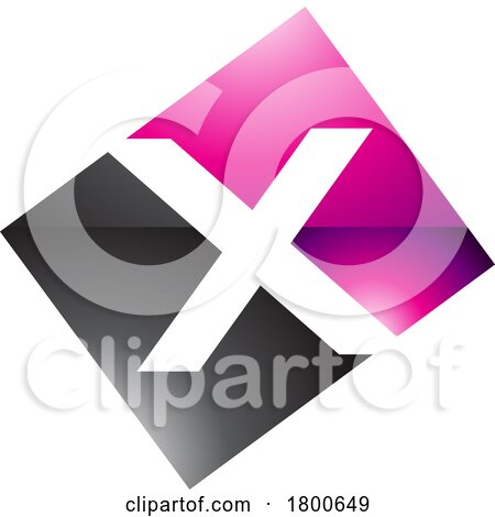 Magenta and Black Glossy Rectangle Shaped Letter X Icon by cidepix