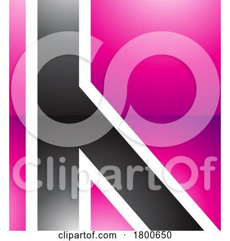 Magenta and Black Glossy Letter H Icon with Straight Lines by cidepix