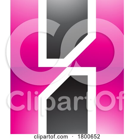 Magenta and Black Glossy Letter H Icon with Vertical Rectangles by cidepix