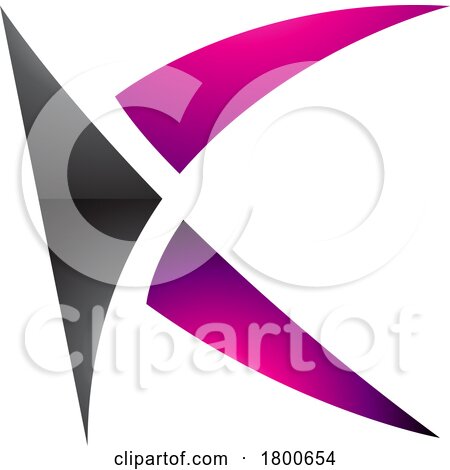 Magenta and Black Glossy Spiky Letter K Icon by cidepix