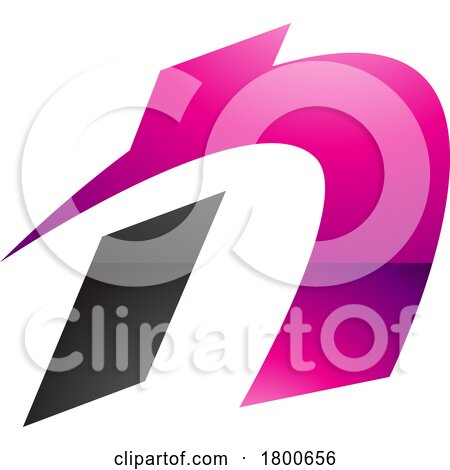 Magenta and Black Glossy Spiky Italic Letter N Icon by cidepix