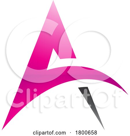 Magenta and Black Glossy Spiky Arch Shaped Letter a Icon by cidepix