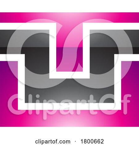 Magenta and Black Glossy Rectangle Shaped Letter U Icon by cidepix