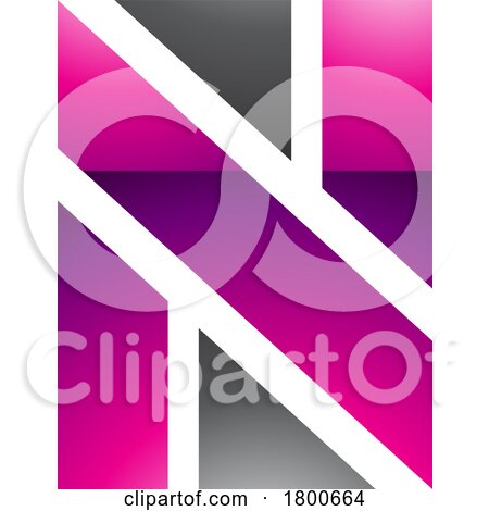 Magenta and Black Glossy Rectangle Shaped Letter N Icon by cidepix