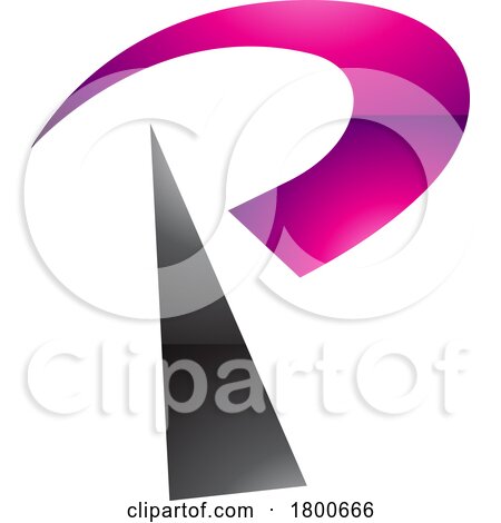 Magenta and Black Glossy Radio Tower Shaped Letter P Icon by cidepix
