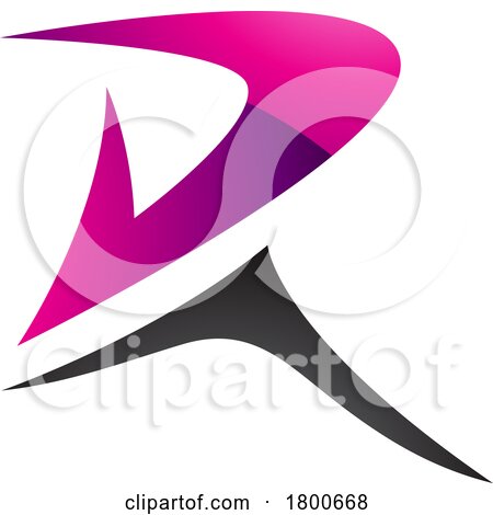 Magenta and Black Glossy Pointy Tipped Letter R Icon by cidepix
