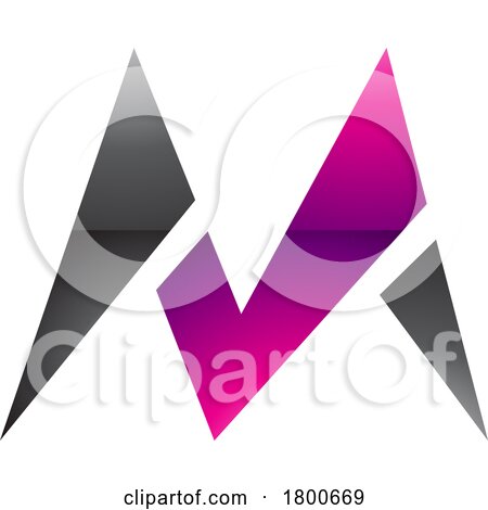 Magenta and Black Glossy Pointy Tipped Letter M Icon by cidepix