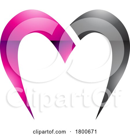 Magenta and Black Glossy Parachute Shaped Letter M Icon by cidepix