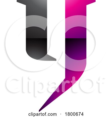 Magenta and Black Glossy Lowercase Letter Y Icon by cidepix