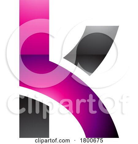 Magenta and Black Glossy Lowercase Letter K Icon with Overlapping Paths by cidepix