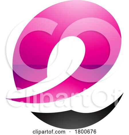Magenta and Black Glossy Lowercase Letter E Icon with Soft Spiky Curves by cidepix