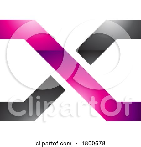 Magenta and Black Glossy Letter X Icon with Crossing Lines by cidepix