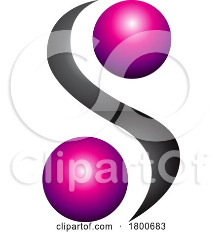Magenta and Black Glossy Letter S Icon with Spheres by cidepix