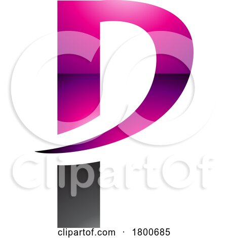 Magenta and Black Glossy Letter P Icon with a Pointy Tip by cidepix