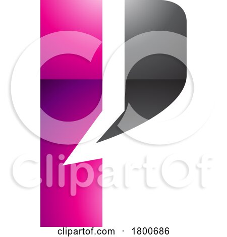 Magenta and Black Glossy Letter P Icon with a Bold Rectangle by cidepix