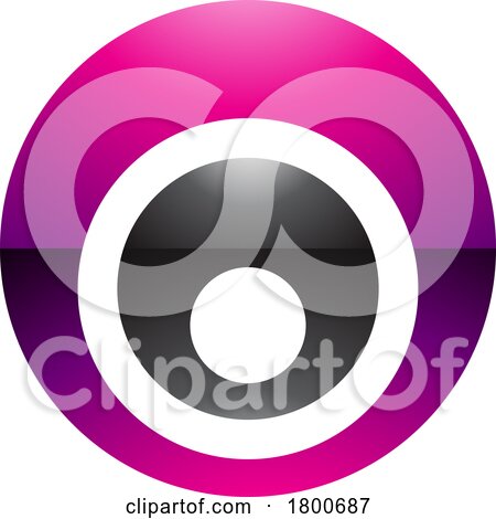 Magenta and Black Glossy Letter O Icon with Nested Circles by cidepix
