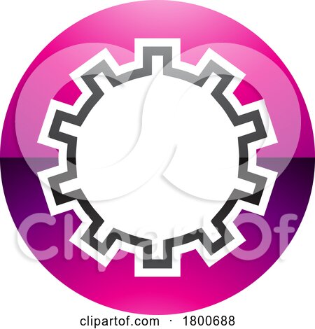 Magenta and Black Glossy Letter O Icon with Castle Wall Pattern by cidepix