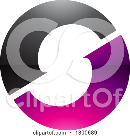 Magenta and Black Glossy Letter O Icon with an S Shape in the Middle by cidepix