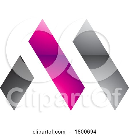 Magenta and Black Glossy Letter M Icon with Rectangles by cidepix