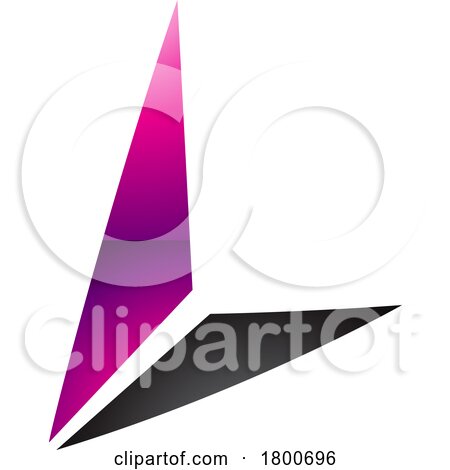 Magenta and Black Glossy Letter L Icon with Triangles by cidepix