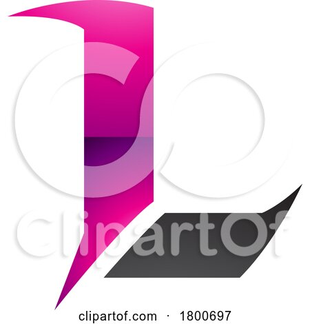Magenta and Black Glossy Letter L Icon with Sharp Spikes by cidepix