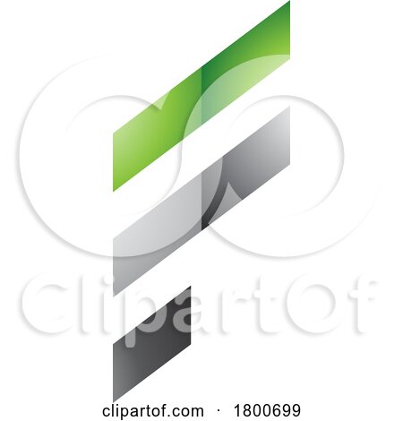 Green and Grey Glossy Letter F Icon with Diagonal Stripes by cidepix
