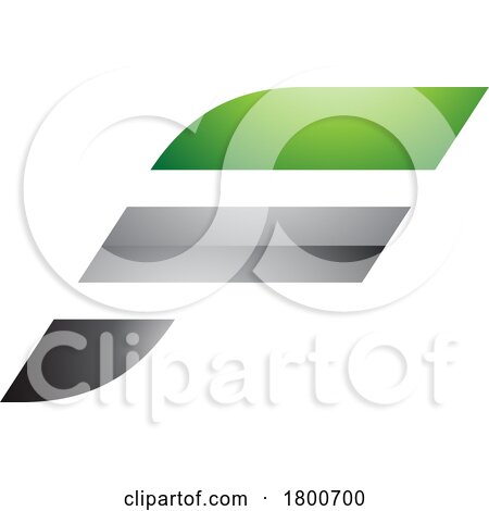 Green and Grey Glossy Letter F Icon with Horizontal Stripes by cidepix