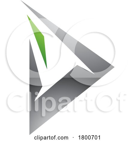 Green and Grey Glossy Spiky Triangular Letter D Icon by cidepix