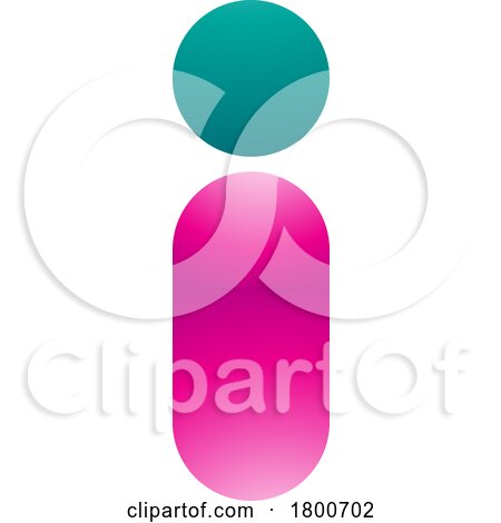 Green and Magenta Glossy Abstract Round Person Shaped Letter I Icon by cidepix