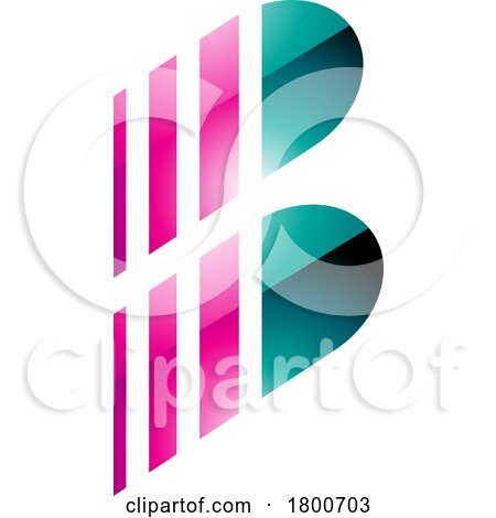 Green and Magenta Glossy Letter B Icon with Vertical Stripes by cidepix