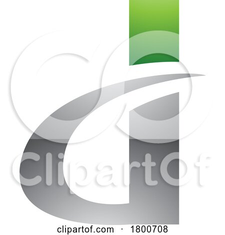 Green and Grey Glossy Curvy Pointed Letter D Icon by cidepix