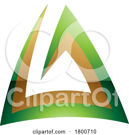 Green and Gold Glossy Triangular Spiral Letter a Icon by cidepix