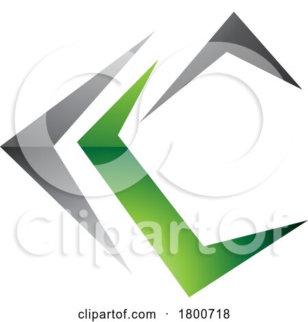 Grey Green and Black Glossy Letter C Icon with Pointy Tips by cidepix