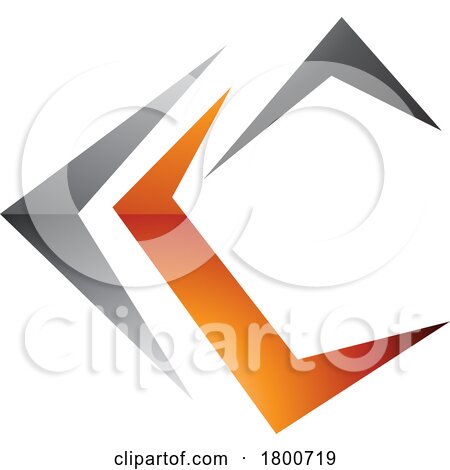 Grey Orange and Black Glossy Letter C Icon with Pointy Tips by cidepix