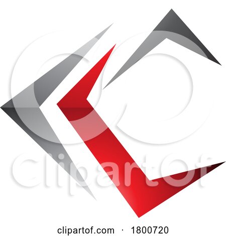 Grey Red and Black Glossy Letter C Icon with Pointy Tips by cidepix