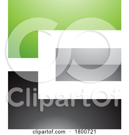 Green Black and Grey Glossy Rectangular Letter E Icon by cidepix