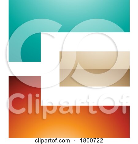 Green Orange and Beige Glossy Rectangular Letter E Icon by cidepix