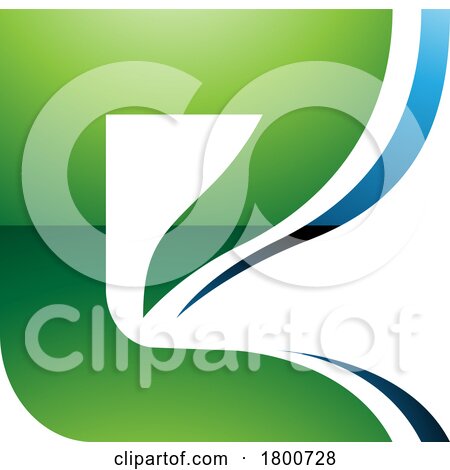Green and Blue Wavy Layered Glossy Letter E Icon by cidepix