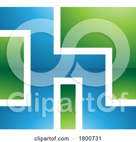 Green and Blue Square Shaped Glossy Letter H Icon by cidepix