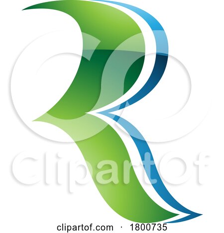 Green and Blue Glossy Wavy Shaped Letter R Icon by cidepix