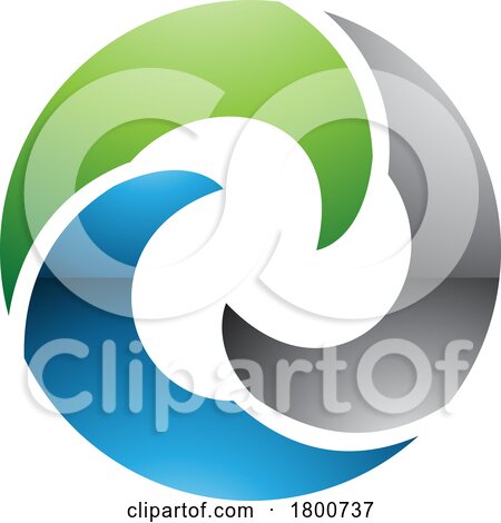 Green and Blue Glossy Wave Shaped Letter O Icon by cidepix