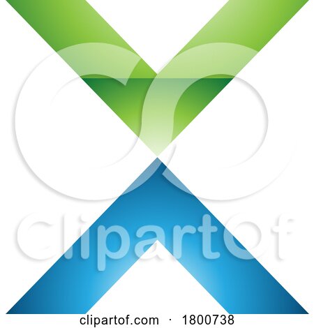 Green and Blue Glossy V Shaped Letter X Icon by cidepix