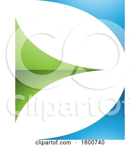 Green and Blue Glossy Uppercase Letter E Icon with Curvy Triangles by cidepix