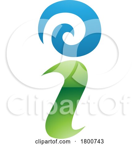 Green and Blue Glossy Swirly Letter I Icon by cidepix