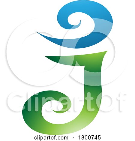 Green and Blue Glossy Swirl Shaped Letter J Icon by cidepix