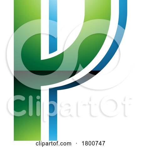 Green and Blue Glossy Striped Shaped Letter Y Icon by cidepix