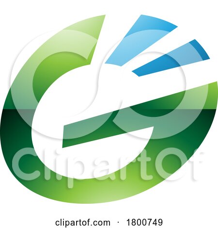 Green and Blue Glossy Striped Oval Letter G Icon by cidepix