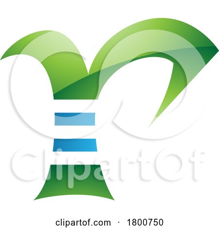 Green and Blue Glossy Striped Letter R Icon by cidepix