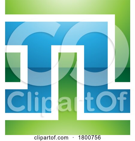 Green and Blue Glossy Square Shaped Letter N Icon by cidepix