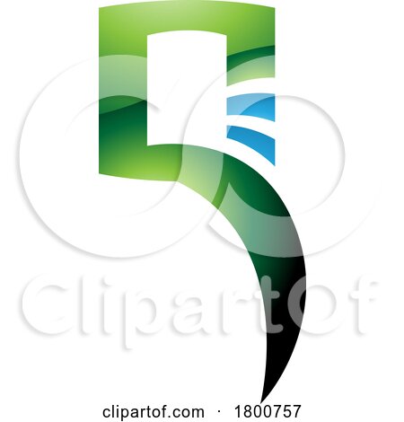 Green and Blue Glossy Square Shaped Letter Q Icon by cidepix
